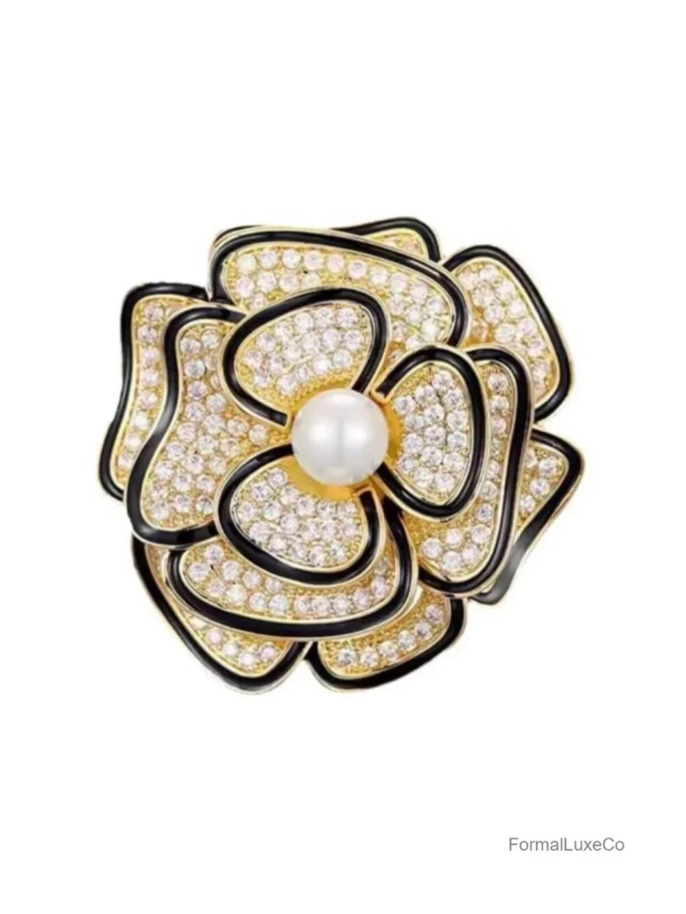 Crystal Pearl Rhinestone Flower Brooch Pin for Women Wedding Party Scarf Lapel